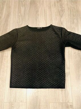 Boohoo Quilted Leather-look Boxy Crewneck Boxy Top Sz 8